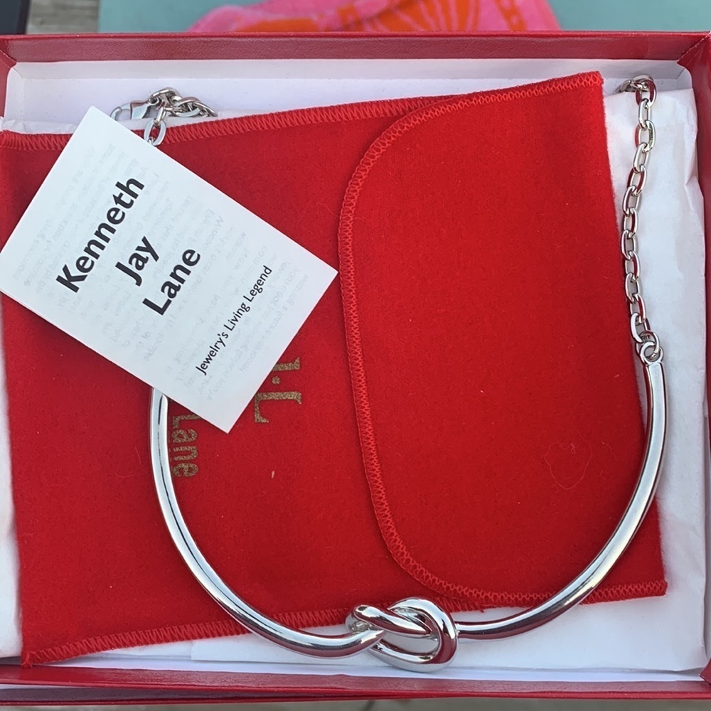 🆕 Kenneth Jay Lane Silver Chocker Knot Necklace